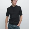100% Cotton Cable-Knit Polo Shirt