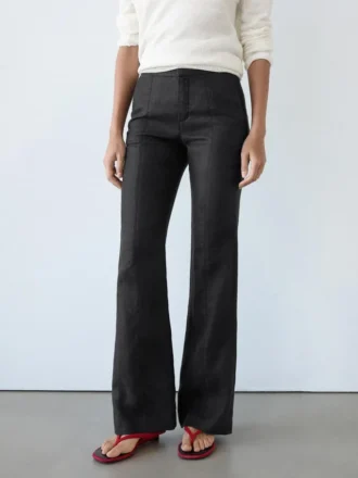 100% Linen Kick Flare Fit Pants