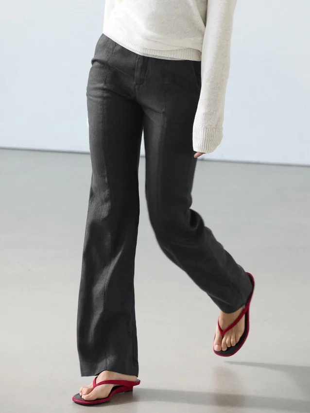 100% Linen Kick Flare Fit Pants 100% Linen Kick Flare Fit Pants