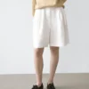 100% Linen Short Pleated Bermuda Shorts