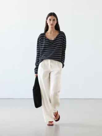 100% Linen Wide-Leg Elasticated Trousers