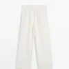 100% Linen Wide-Leg Elasticated Trousers 100% Linen Wide-Leg Elasticated Trousers