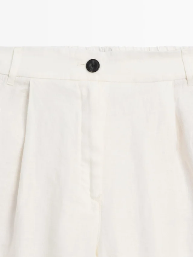 100% Linen Wide-Leg Elasticated Trousers 100% Linen Wide-Leg Elasticated Trousers