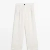 100% Linen Wide-Leg Elasticated Trousers 100% Linen Wide-Leg Elasticated Trousers