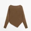Asymmetric Knit Cape Sweater