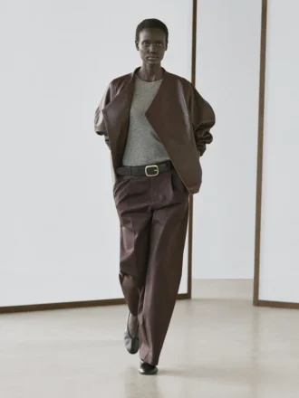 Asymmetric Nappa Leather Bomber Jacket