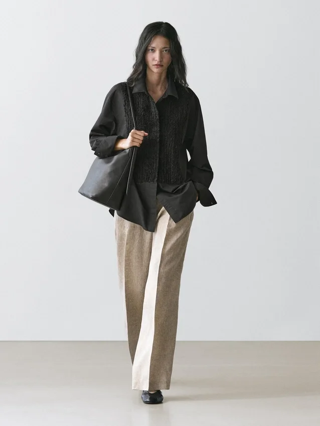 Bib Front Shirt with Embroidered Detail Bib Front Shirt with Embroidered Detail