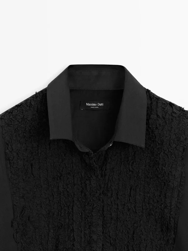 Bib Front Shirt with Embroidered Detail Bib Front Shirt with Embroidered Detail