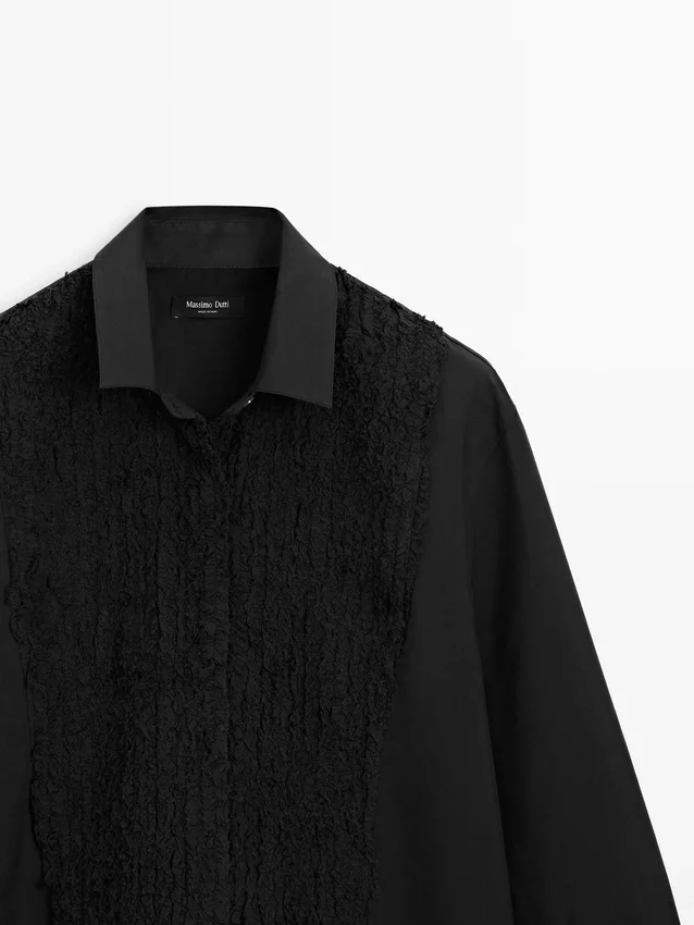 Bib Front Shirt with Embroidered Detail Bib Front Shirt with Embroidered Detail