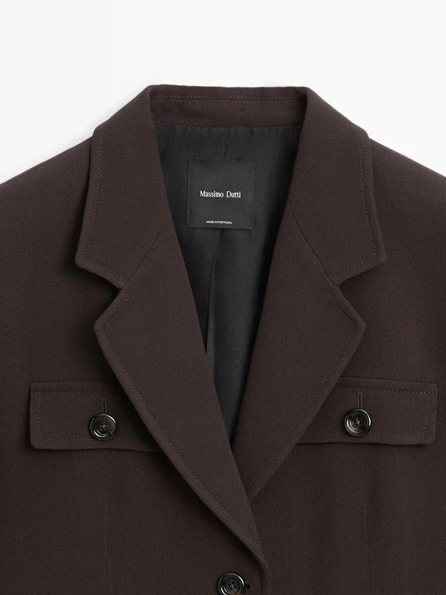 Blazer with Pockets and Lapel Collar Blazer with Pockets and Lapel Collar