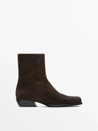 Brushed Split Leather Ankle Boots Brushed Split Leather Ankle Boots