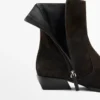Brushed Split Leather Ankle Boots