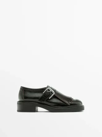 Buckled Derby Shoes with Fringe