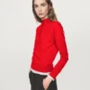 Buttoned Mock Turtleneck Knit Sweater