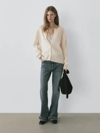 Cable-Knit Wool Cardigan