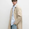 Check Cotton Trench Coat with Interior Detail