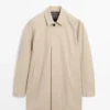 Check Cotton Trench Coat with Interior Detail