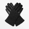 Contrast Nappa Leather and Knit Gloves