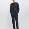 Cool Wool Blend Check Suit Trousers
