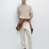 Cotton and Linen Tapered Fit Trousers