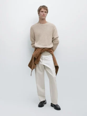 Cotton and Linen Tapered Fit Trousers