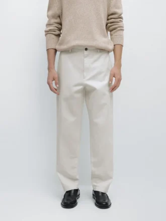 Cotton and Linen Tapered Fit Trousers