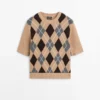 Cotton Argyle Knit Sweater