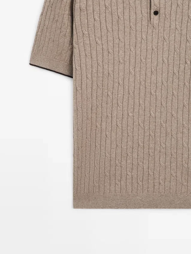 Cotton Blend Cable-Knit Polo Sweater Cotton Blend Cable-Knit Polo Sweater