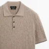 Cotton Blend Cable-Knit Polo Sweater Cotton Blend Cable-Knit Polo Sweater