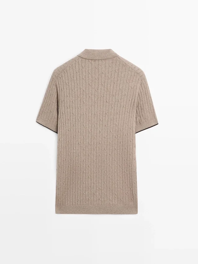 Cotton Blend Cable-Knit Polo Sweater Cotton Blend Cable-Knit Polo Sweater