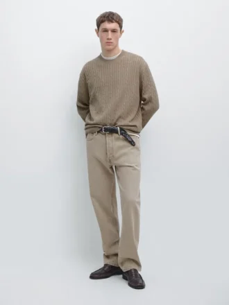 Cotton Blend Cable-Knit Sweater