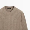 Cotton Blend Cable-Knit Sweater