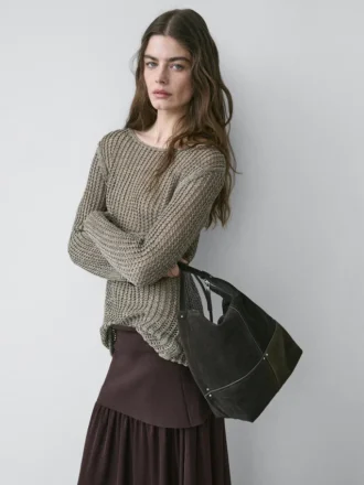 Cotton Blend Cutwork Sweater