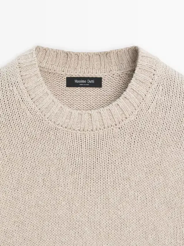 Cotton Blend Knit Crew Neck Sweater Cotton Blend Knit Crew Neck Sweater