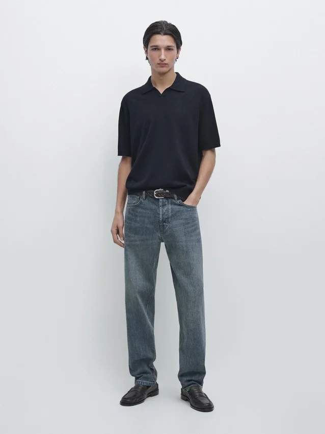 Cotton Blend Knit Polo Sweater Cotton Blend Knit Polo Sweater