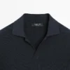 Cotton Blend Knit Polo Sweater