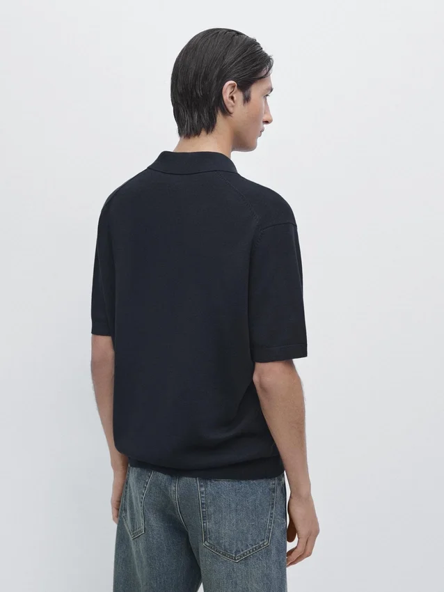 Cotton Blend Knit Polo Sweater Cotton Blend Knit Polo Sweater