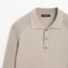 Cotton Blend Knit Polo Sweater
