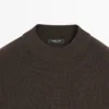Cotton Blend Knit Sweater with Mock Turtleneck