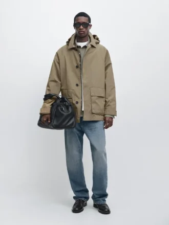 Cotton Blend Parka with Pockets