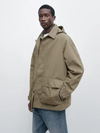 Cotton Blend Parka with Pockets