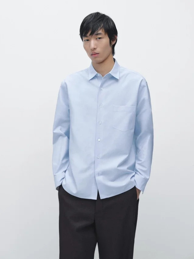 Cotton Blend Shirt with Pocket Detail Cotton Blend Shirt with Pocket Detail