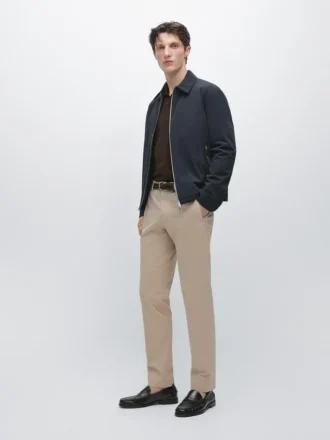 Cotton Blend Slim Fit Trousers
