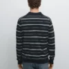 Cotton Blend Striped Knit Polo Sweater