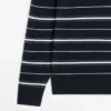 Cotton Blend Striped Knit Polo Sweater