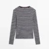 Cotton Blend Striped Long Sleeve T-Shirt