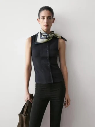 Cotton Blend Top with Placket Detail Cotton Blend Top with Placket Detail