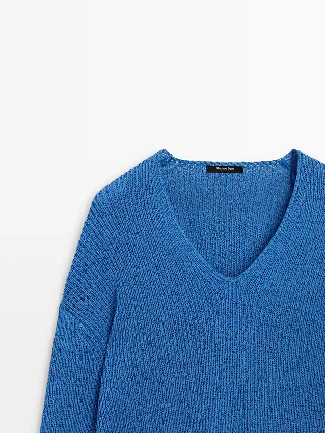 Cotton Blend V-Neck Knit Sweater Cotton Blend V-Neck Knit Sweater