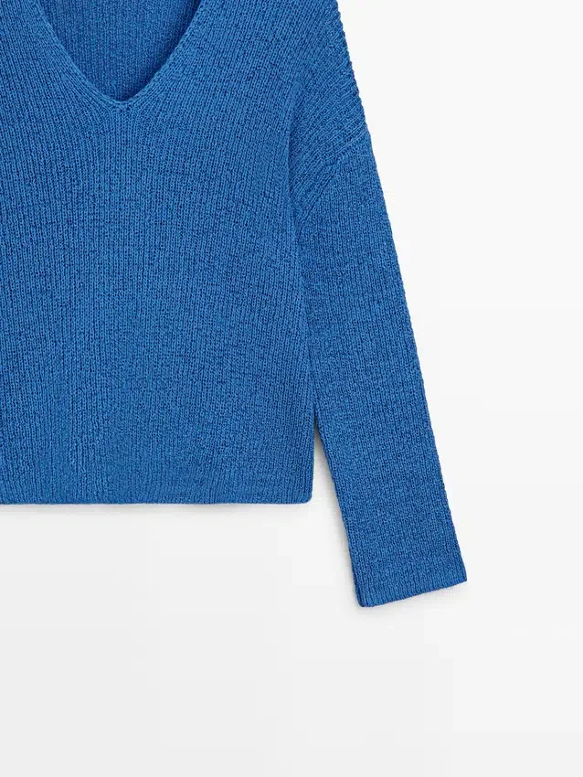 Cotton Blend V-Neck Knit Sweater Cotton Blend V-Neck Knit Sweater