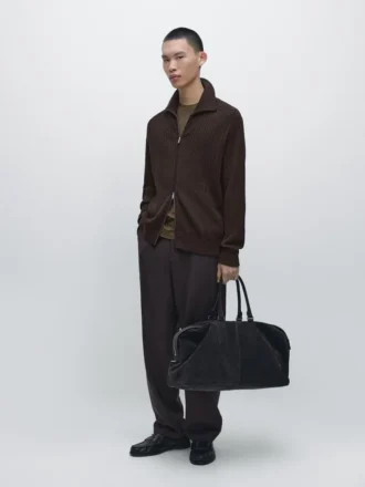 Cotton Cable-Knit Cardigan with Zip